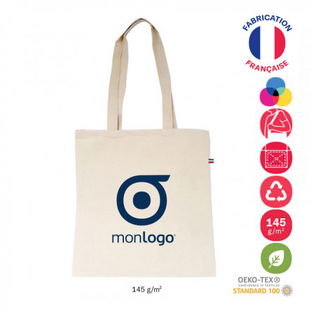 TOTE BAG PERSONNALISABLE EN COTON NATUREL 145 G/M² 'FRENCHBAG'