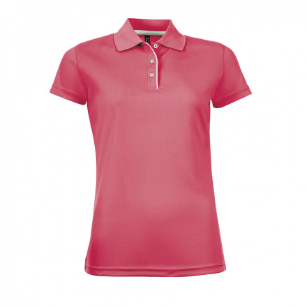 POLO RESPIRANT FEMME 'PERFORMER' 180 GR/M² - corail fluo