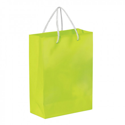 SAC PAPIER COLORE PUBLICITAIRE ANSES CORDELETTES 'YARA' 18X24X8 CM - vert