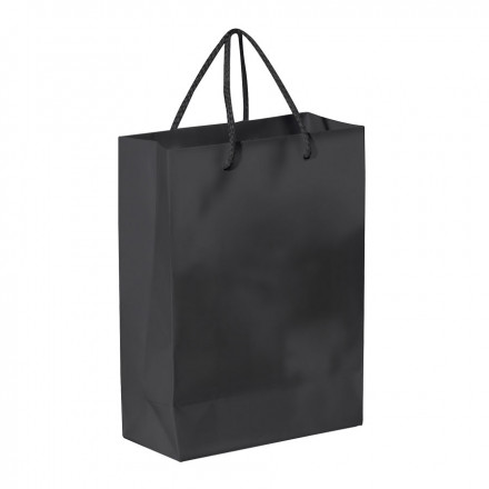 SAC PAPIER COLORE PUBLICITAIRE ANSES CORDELETTES 'YARA' 18X24X8 CM - noir