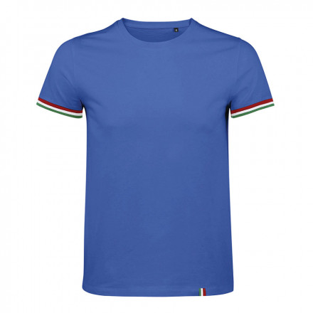 TEE-SHIRT PUBLICITAIRE HOMME 'RAINBOW' COULEURS - royal/vert prairie