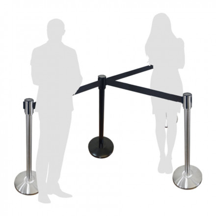 BARRIÈRE PUBLICITAIRE À CEINTURE RÉTRACTABLE COULEUR 'BARU' - gris