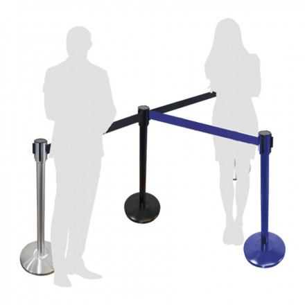 BARRIÈRE PUBLICITAIRE À CEINTURE RÉTRACTABLE COULEUR 'BARU' - bleu